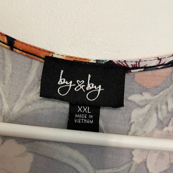 BY & BY / BY&BY Navy Blue Floral Print High Low Hi-Lo Midi Maxi Faux Wrap Dress - Picture 5 of 16